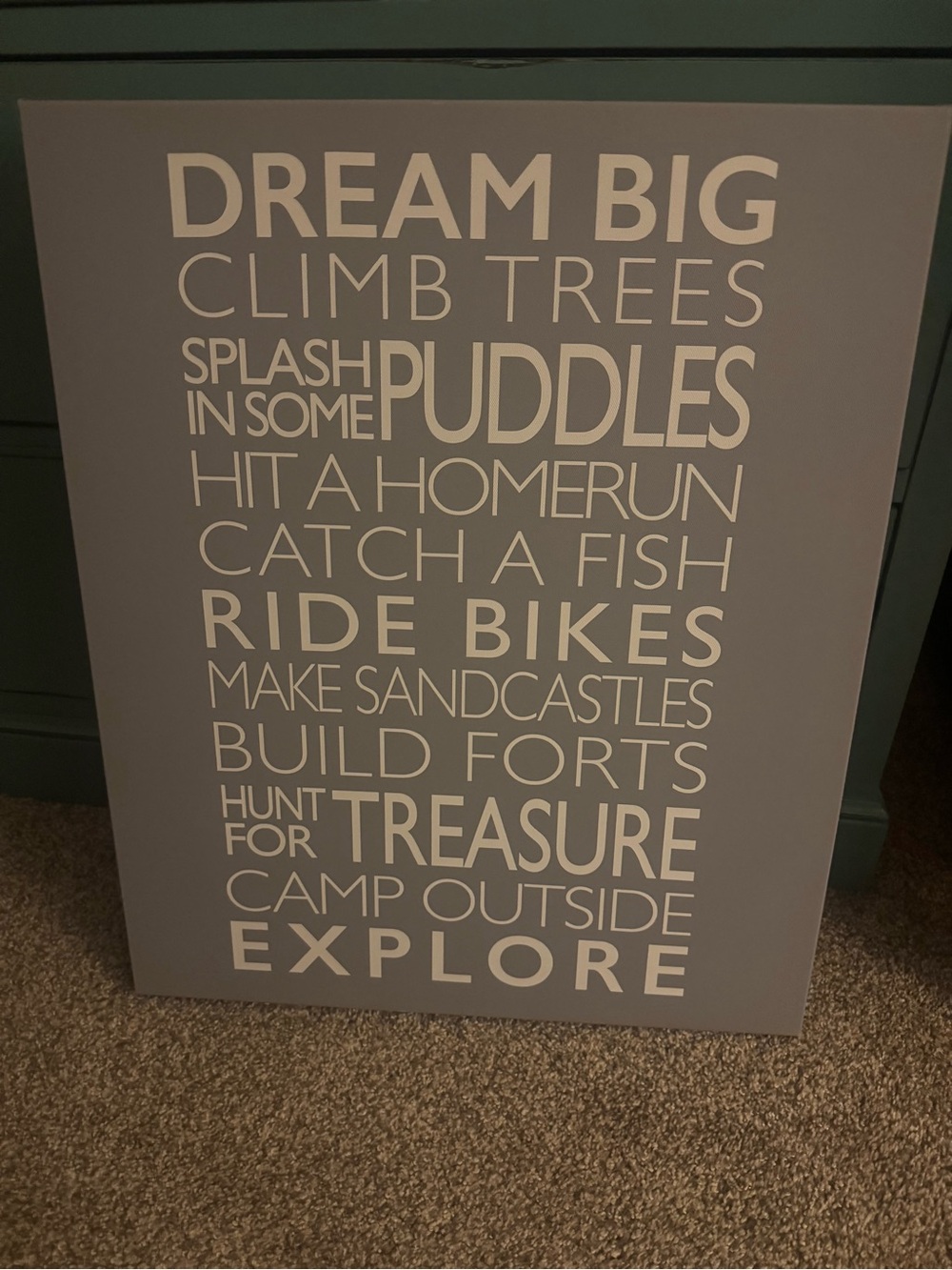 Dream Big Grey Wall Art Sign - Inspirational Typography